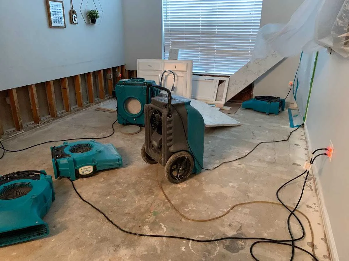 Dehumidifier in flood-cut room for Water Extraction & Removal in Wesley Chapel
